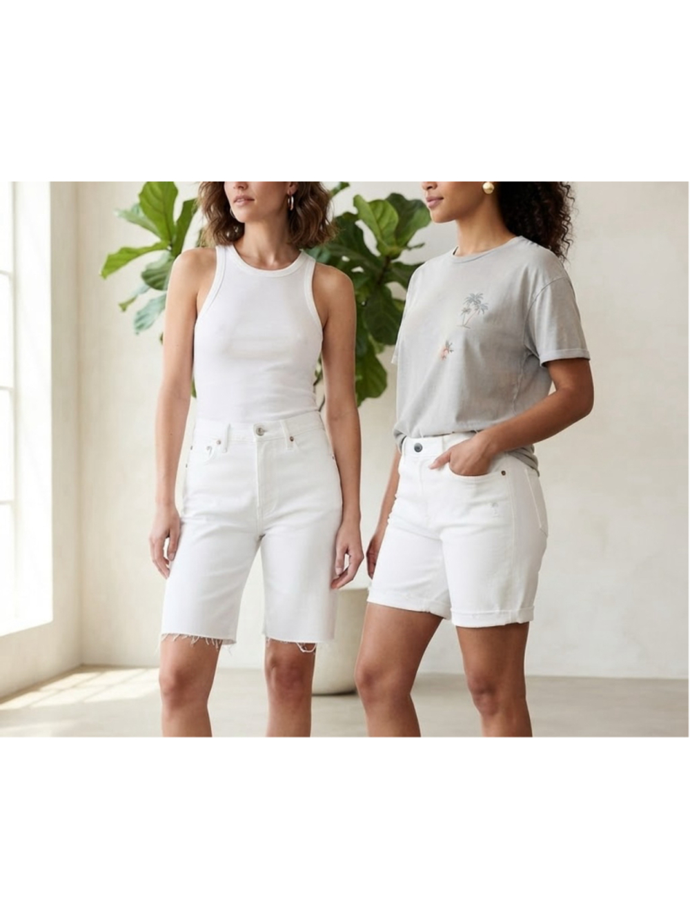 2 Women's Gap White High Rise Bermuda Shorts Size 26